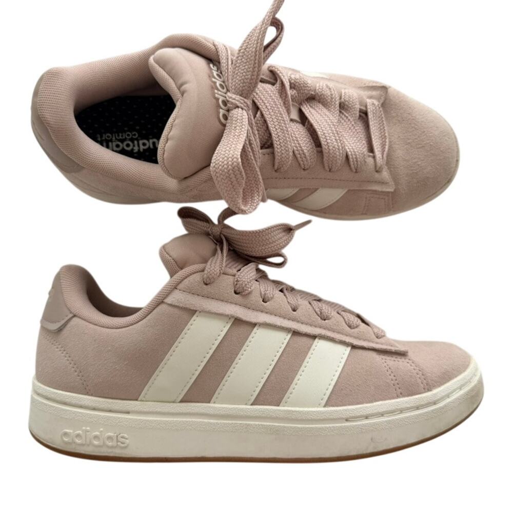 Adidas Grand Court Alpha Sneakers Taupe Pink Size 9.5 Cloudfoam Comfort Fashion - Picture 2 of 8